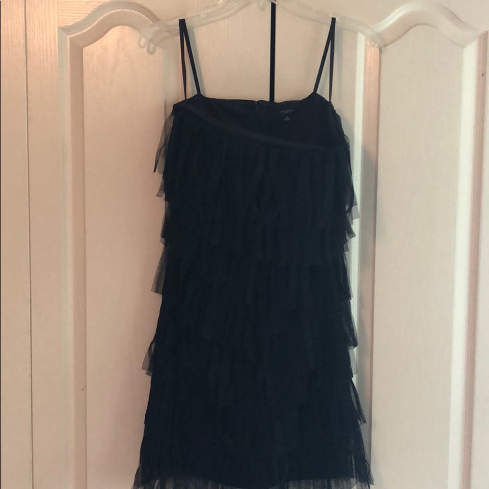 Tulle Fringe Little Black Dress